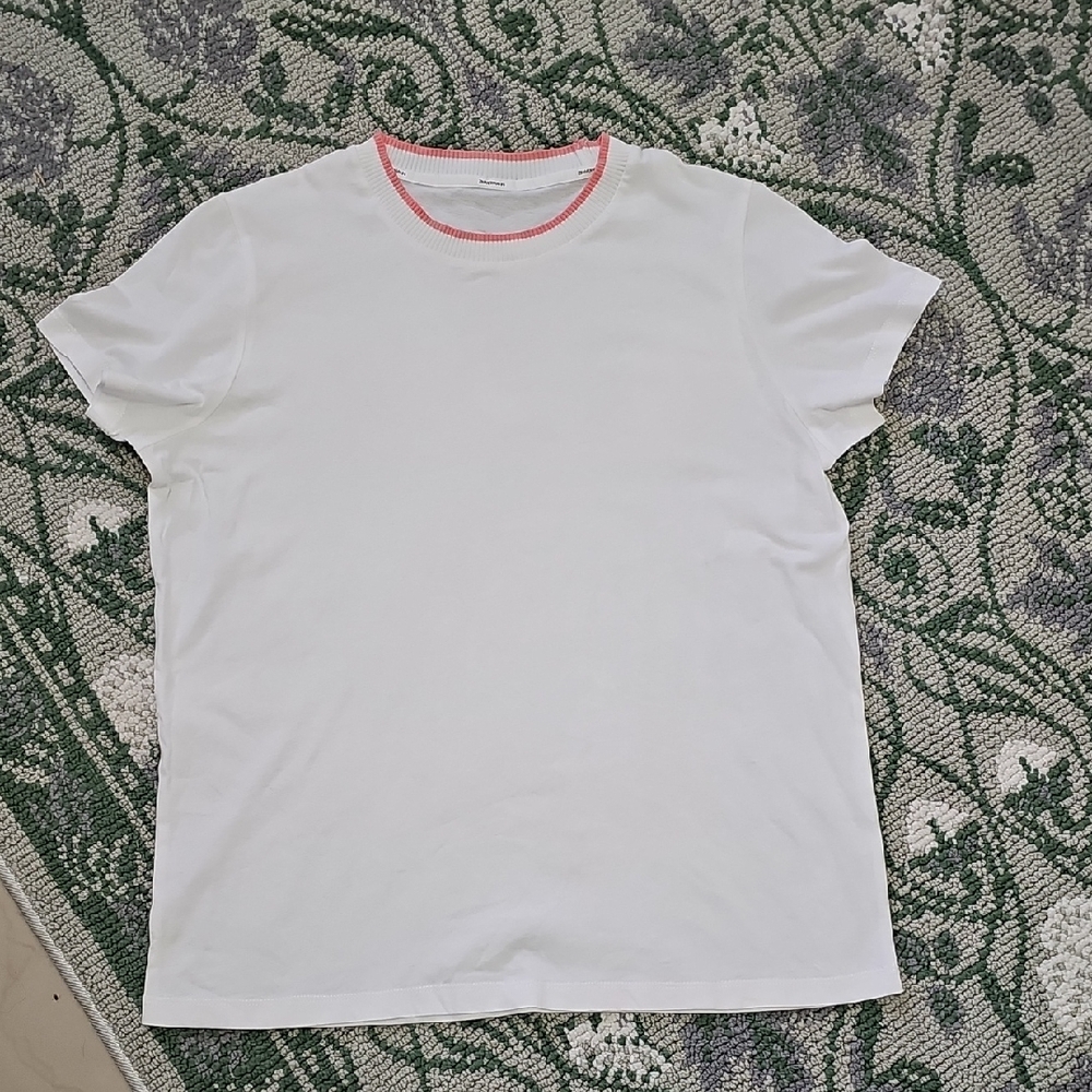 Zimmermann White Cotton Short Sleeve Pink Border T-shirt Top No Size Tag